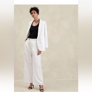 NWT Banana Republic Factory LINEN-BLEND WIDE-LEG PLEATED TROUSER size 10